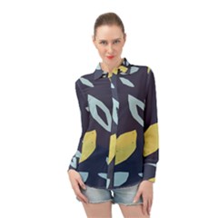 Laser Lemon Navy Long Sleeve Chiffon Shirt