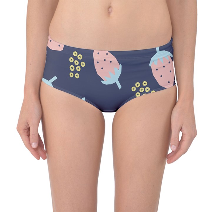 Strawberry Fields Mid-Waist Bikini Bottoms