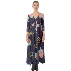 Strawberry Fields Button Up Boho Maxi Dress by andStretch