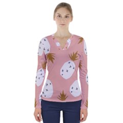 Pineapple Fields V-neck Long Sleeve Top by andStretch