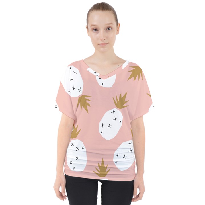 Pineapple Fields V-Neck Dolman Drape Top