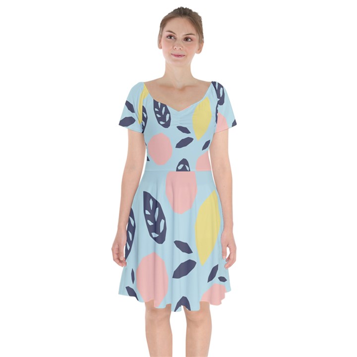 Orchard Fruits Short Sleeve Bardot Dress