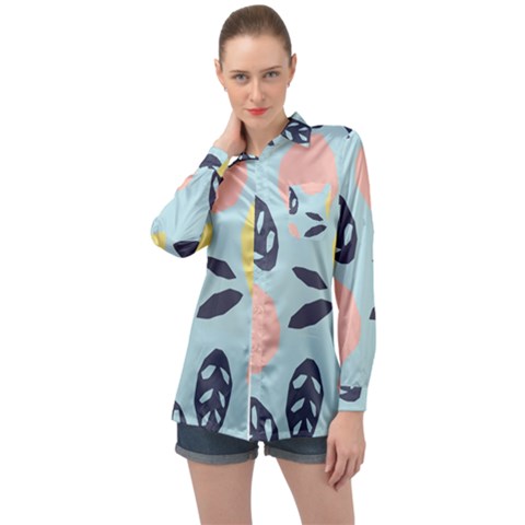 Orchard Fruits Long Sleeve Satin Shirt by andStretch