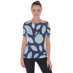 Orchard Fruits In Blue Shoulder Cut Out Short Sleeve Top by andStretch