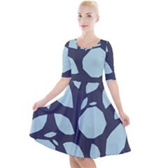 Orchard Fruits In Blue Quarter Sleeve A-line Dress by andStretch