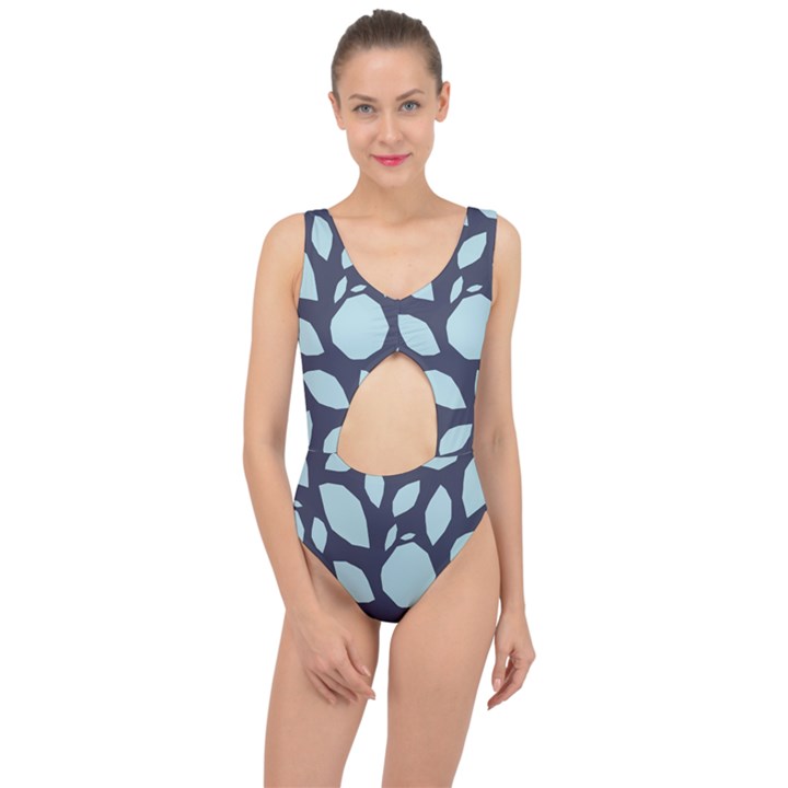 Orchard Fruits in Blue Center Cut Out Swimsuit