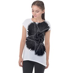 Black Rose Cap Sleeve High Low Top by Sabelacarlos