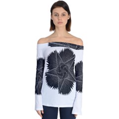 Black Rose Off Shoulder Long Sleeve Top by Sabelacarlos