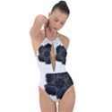 Black Rose Plunge Cut Halter Swimsuit View1