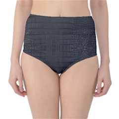 Black Alligator Skin Classic High-waist Bikini Bottoms by LoolyElzayat