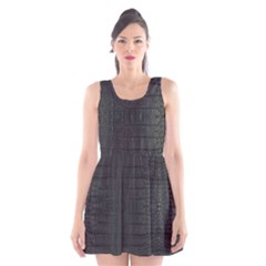 Black Alligator Skin Scoop Neck Skater Dress by LoolyElzayat