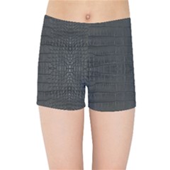 Black Alligator Skin Kids  Sports Shorts by LoolyElzayat