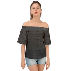 Black Alligator Skin Off Shoulder Short Sleeve Top by LoolyElzayat