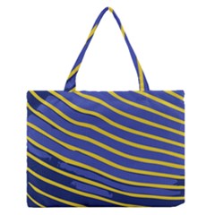 Yellow Blue Stripped Fish Zipper Medium Tote Bag by LoolyElzayat