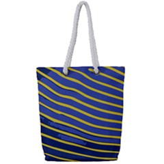 Yellow Blue Stripped Fish Full Print Rope Handle Tote (small) by LoolyElzayat