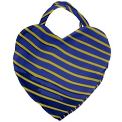 Yellow Blue Stripped Fish Giant Heart Shaped Tote by LoolyElzayat