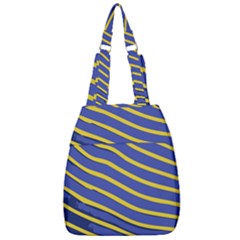 Yellow Blue Stripped Fish Center Zip Backpack by LoolyElzayat