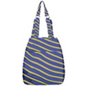 Yellow Blue Stripped Fish Center Zip Backpack View1