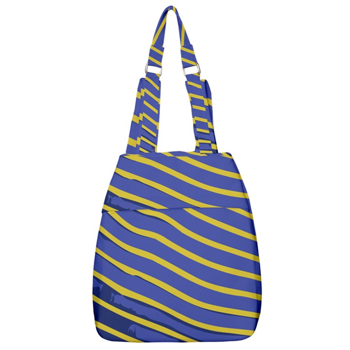 Yellow Blue Stripped Fish Center Zip Backpack