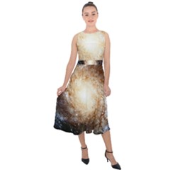 Galaxy Space Midi Tie-back Chiffon Dress by Sabelacarlos