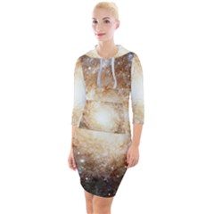 Galaxy Space Quarter Sleeve Hood Bodycon Dress by Sabelacarlos