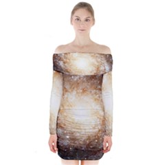 Galaxy Space Long Sleeve Off Shoulder Dress by Sabelacarlos