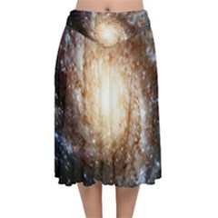 Galaxy Space Velvet Flared Midi Skirt by Sabelacarlos