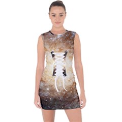 Galaxy Space Lace Up Front Bodycon Dress by Sabelacarlos