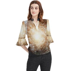 Galaxy Space Loose Horn Sleeve Chiffon Blouse