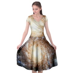 Galaxy Space Cap Sleeve Wrap Front Dress by Sabelacarlos