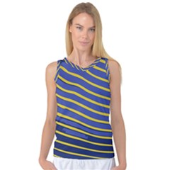 Yellow Blue Stripped Fish Women s Basketball Tank Top by LoolyElzayat