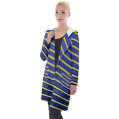 Yellow Blue Stripped Fish Hooded Pocket Cardigan by LoolyElzayat