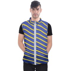 Yellow Blue Stripped Fish Men s Puffer Vest by LoolyElzayat