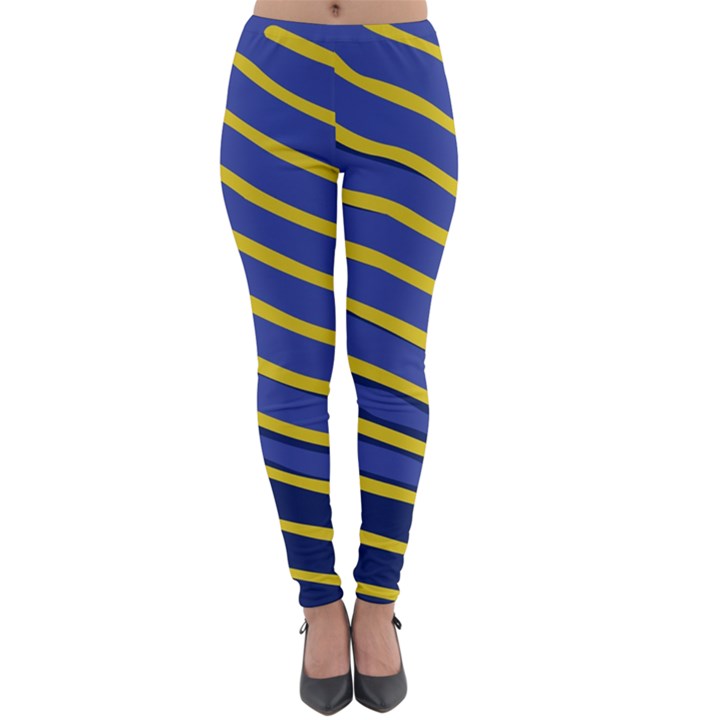 Yellow Blue Stripped Fish Lightweight Velour Leggings