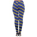 Yellow Blue Stripped Fish Lightweight Velour Leggings View2