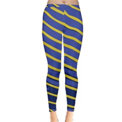 Yellow Blue Stripped Fish Inside Out Leggings by LoolyElzayat