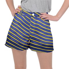 Yellow Blue Stripped Fish Ripstop Shorts by LoolyElzayat