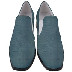 Turquoise Alligator Skin Women Slip On Heel Loafers by LoolyElzayat