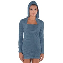 Turquoise Alligator Skin Long Sleeve Hooded T-shirt by LoolyElzayat