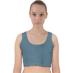 Turquoise Alligator Skin Velvet Racer Back Crop Top by LoolyElzayat