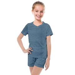 Turquoise Alligator Skin Kids  Mesh Tee And Shorts Set