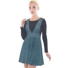 Turquoise Alligator Skin Plunge Pinafore Velour Dress by LoolyElzayat