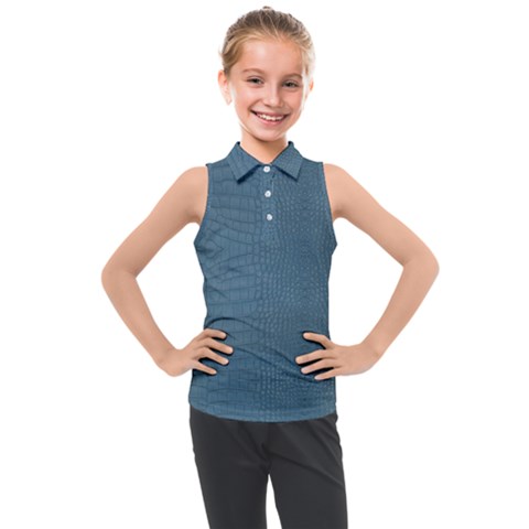 Turquoise Alligator Skin Kids  Sleeveless Polo Tee by LoolyElzayat