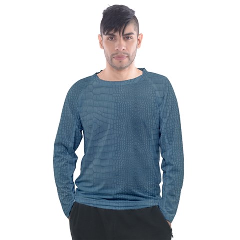 Turquoise Alligator Skin Men s Long Sleeve Raglan Tee by LoolyElzayat