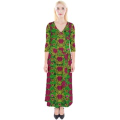 Rainbow Forest The Home Of The Metal Peacocks Quarter Sleeve Wrap Maxi Dress by pepitasart