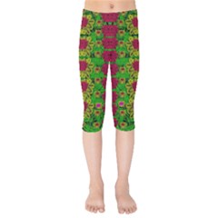 Rainbow Forest The Home Of The Metal Peacocks Kids  Capri Leggings  by pepitasart