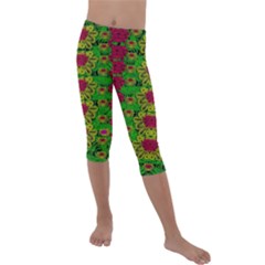 Rainbow Forest The Home Of The Metal Peacocks Kids  Lightweight Velour Capri Leggings  by pepitasart