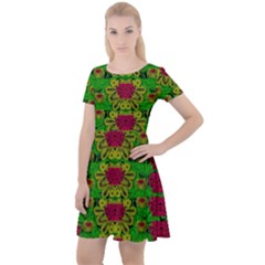 Rainbow Forest The Home Of The Metal Peacocks Cap Sleeve Velour Dress  by pepitasart