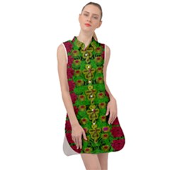 Rainbow Forest The Home Of The Metal Peacocks Sleeveless Shirt Dress by pepitasart