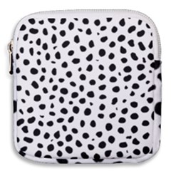 Black And White Seamless Cheetah Spots Mini Square Pouch by LoolyElzayat